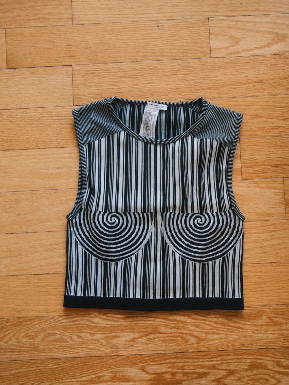 Zara Black & White Spiral Stripe Knit Tank